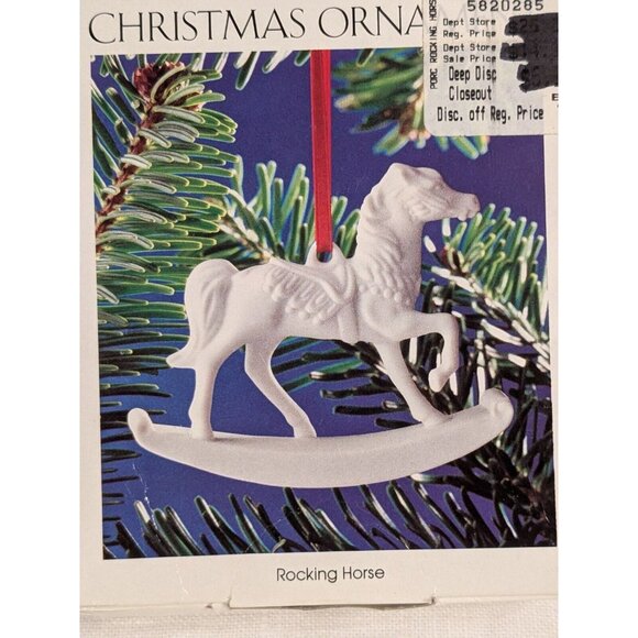 Christmas Ornament Hutschenreuther Horse Rocking Flugel White Biscuit Porcelain - Picture 10 of 14